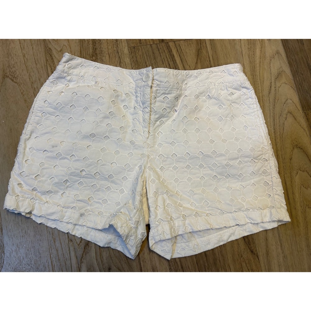 Tribal White Eyelet Cotton Shorts Size 10 Geometric Embroidered Summer